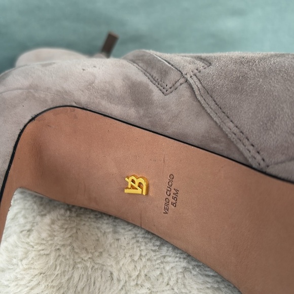 EUC Veronica Beard Dali Suede Platform Boots 5.5M Stiletto Leather Heel Gray - Picture 7 of 8